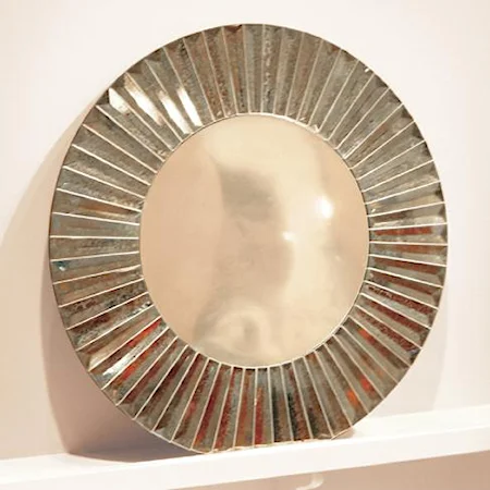 Round Serrated Frame Wall Mirror